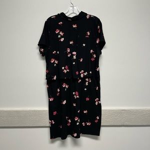 J. Jill Black And Floral Pima Cotton Dress L